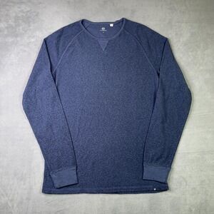 AG Adriano Goldschmied T-Shirt Mens M Navy Blue Excellent Slub Long Sleeve USA